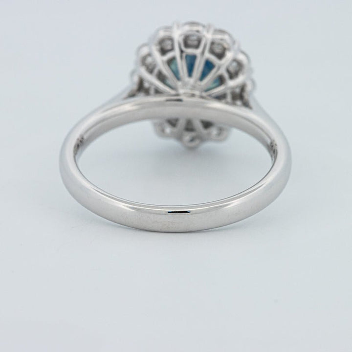 Natural Blue Sapphire Halo Solitaire Ring - ZIZOV DIAMONDS