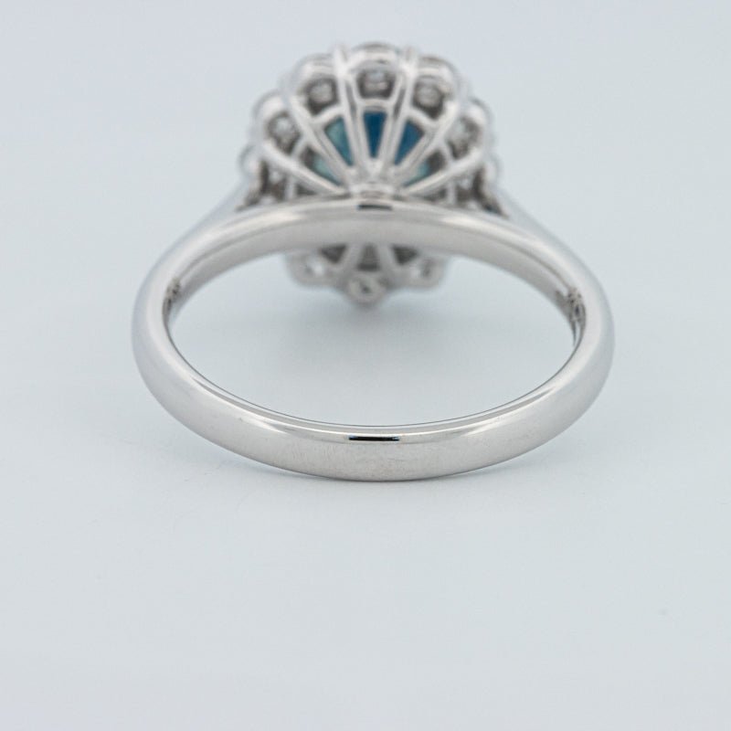 Natural Blue Sapphire Halo Solitaire Ring - ZIZOV DIAMONDS