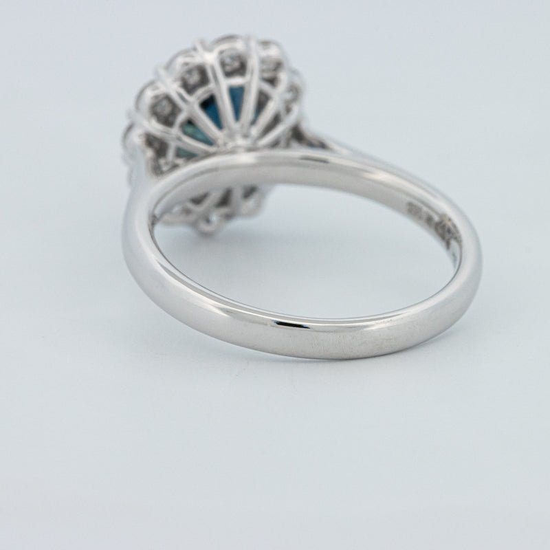 Natural Blue Sapphire Halo Solitaire Ring - ZIZOV DIAMONDS