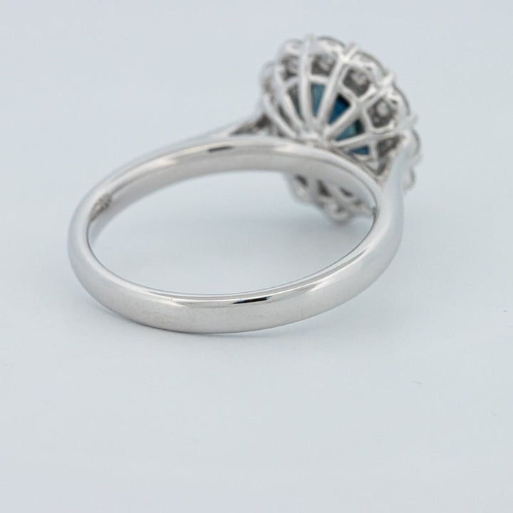 Natural Blue Sapphire Halo Solitaire Ring - ZIZOV DIAMONDS