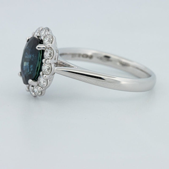 Natural Blue Sapphire Halo Solitaire Ring - ZIZOV DIAMONDS