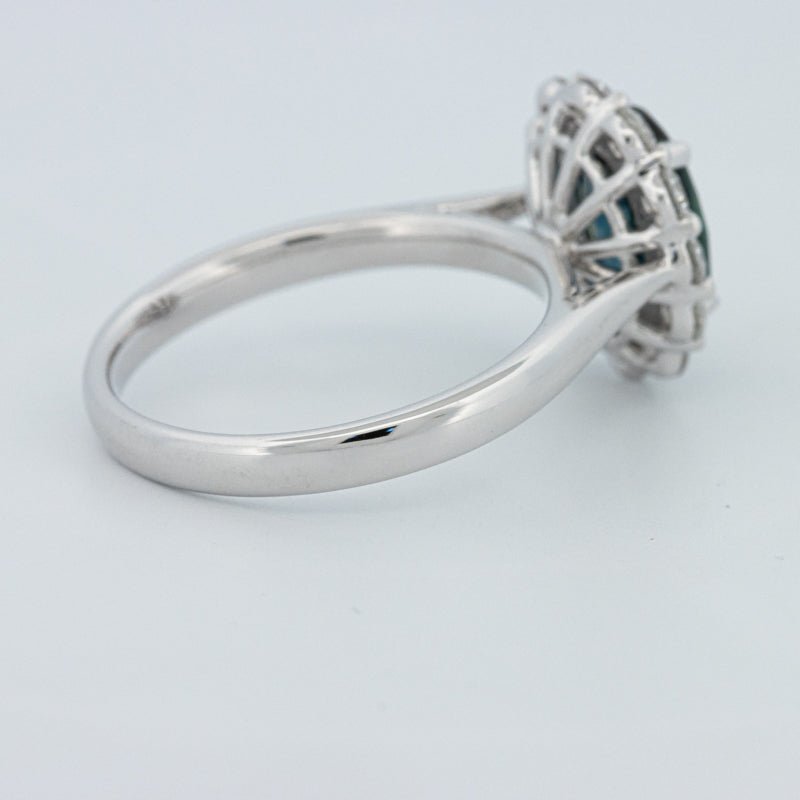 Natural Blue Sapphire Halo Solitaire Ring - ZIZOV DIAMONDS