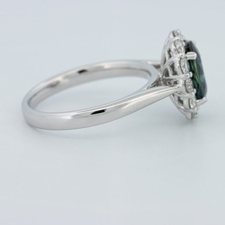 Natural Blue Sapphire Halo Solitaire Ring - ZIZOV DIAMONDS