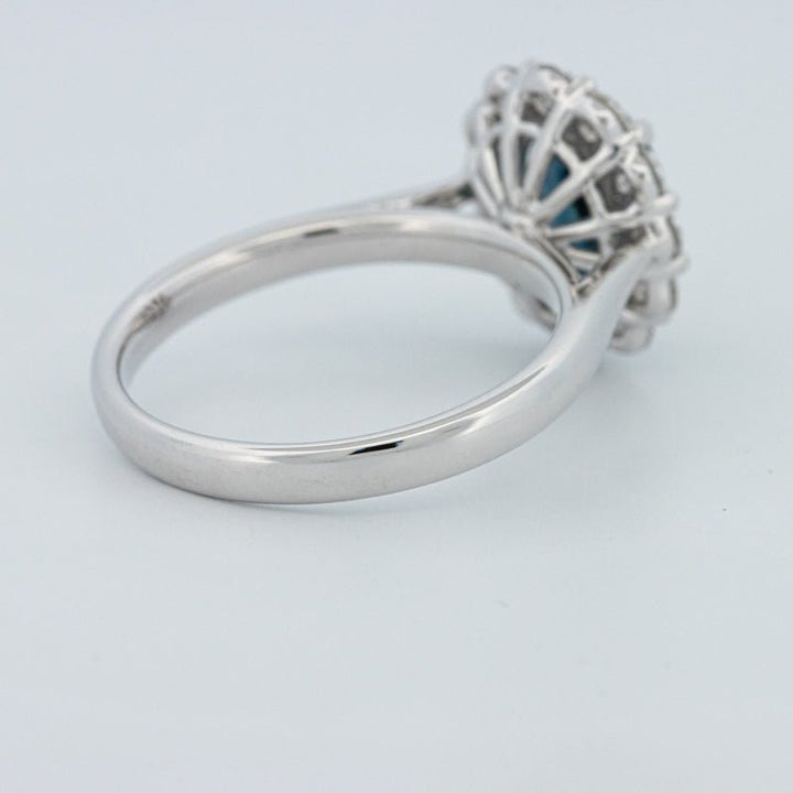 Natural Blue Sapphire Halo Solitaire Ring - ZIZOV DIAMONDS