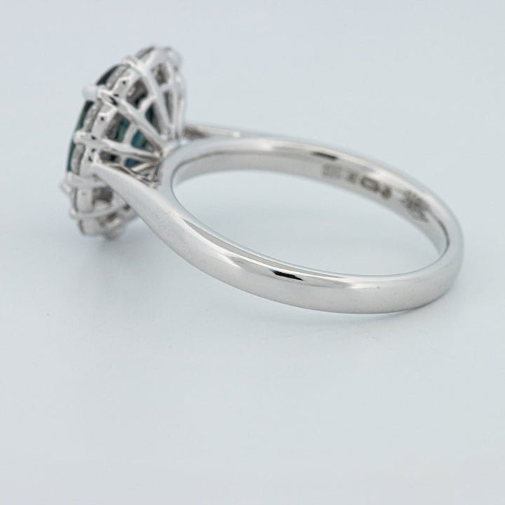 Natural Blue Sapphire Halo Solitaire Ring - ZIZOV DIAMONDS