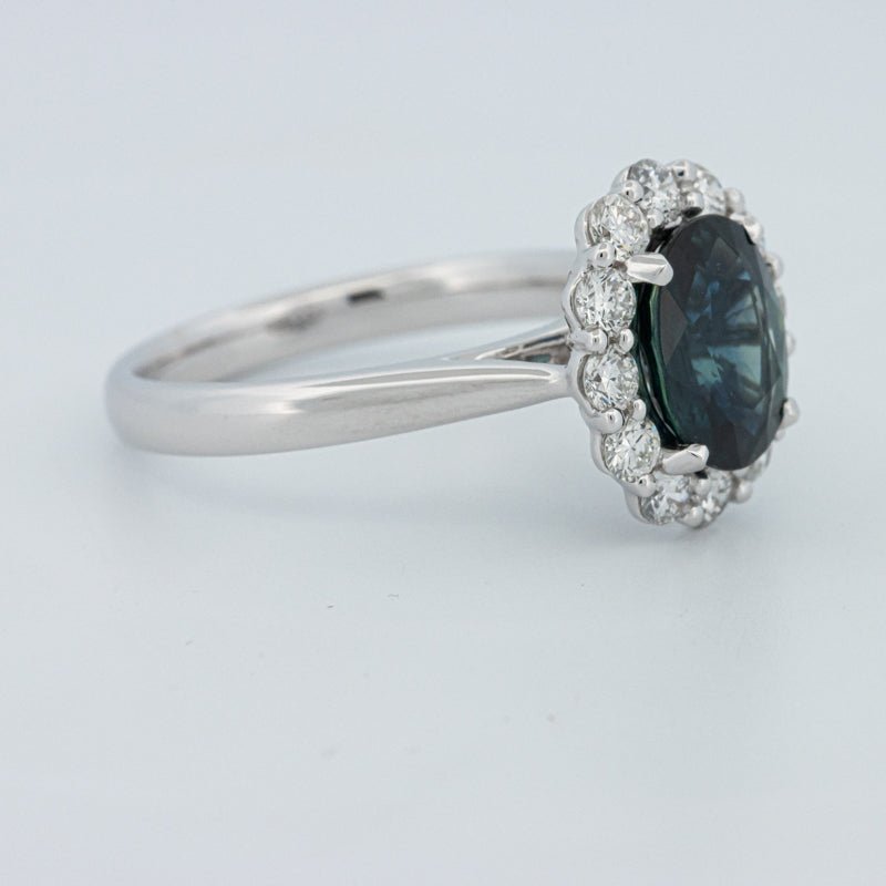Natural Blue Sapphire Halo Solitaire Ring - ZIZOV DIAMONDS