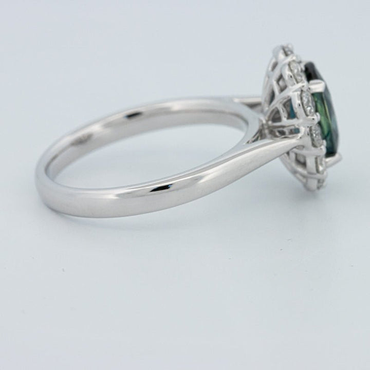 Natural Blue Sapphire Halo Solitaire Ring - ZIZOV DIAMONDS