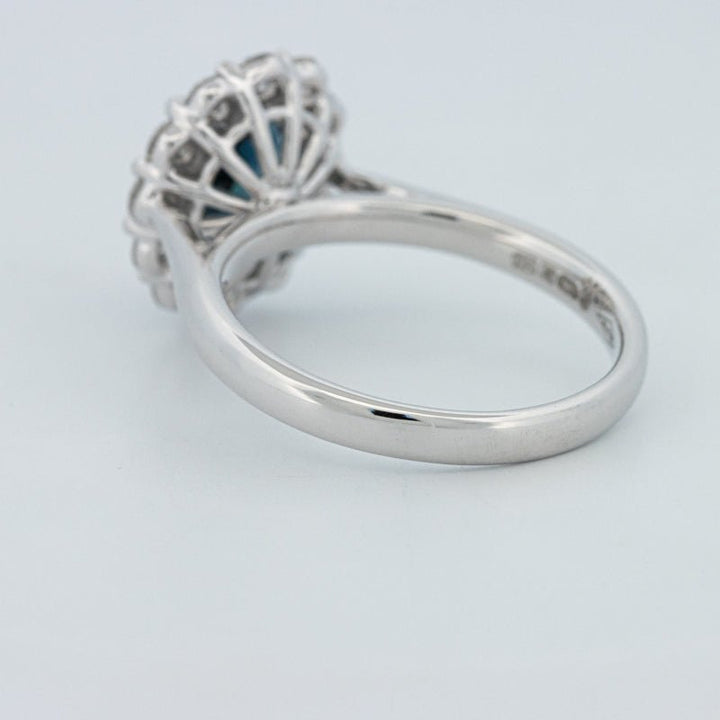 Natural Blue Sapphire Halo Solitaire Ring - ZIZOV DIAMONDS