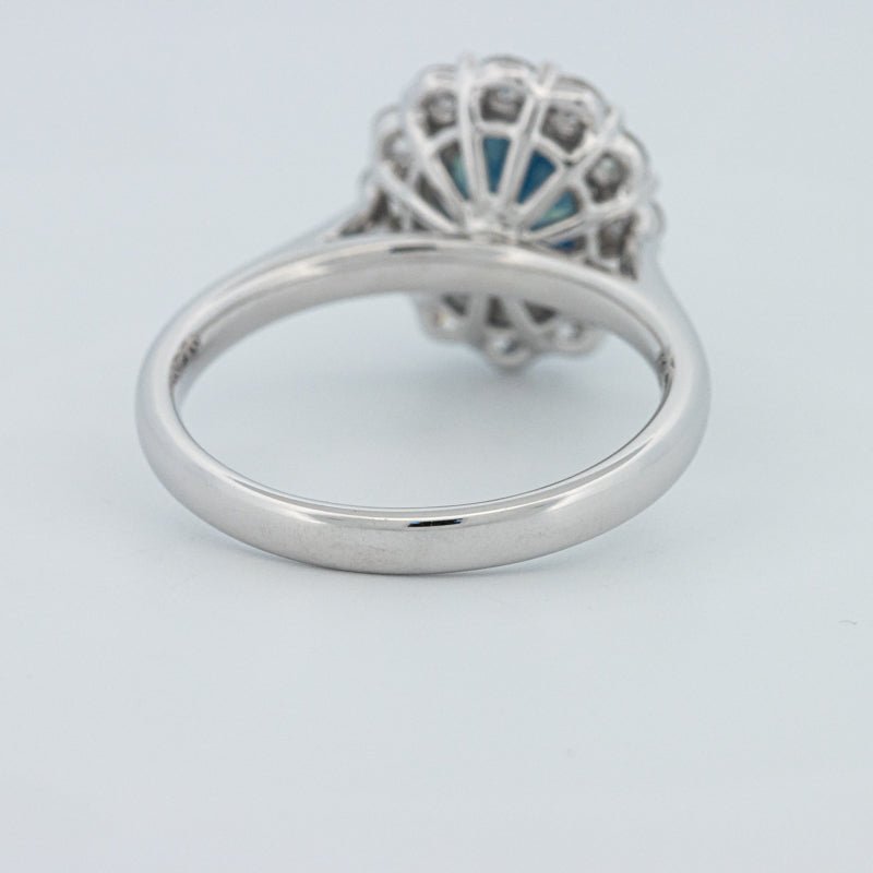 Natural Blue Sapphire Halo Solitaire Ring - ZIZOV DIAMONDS