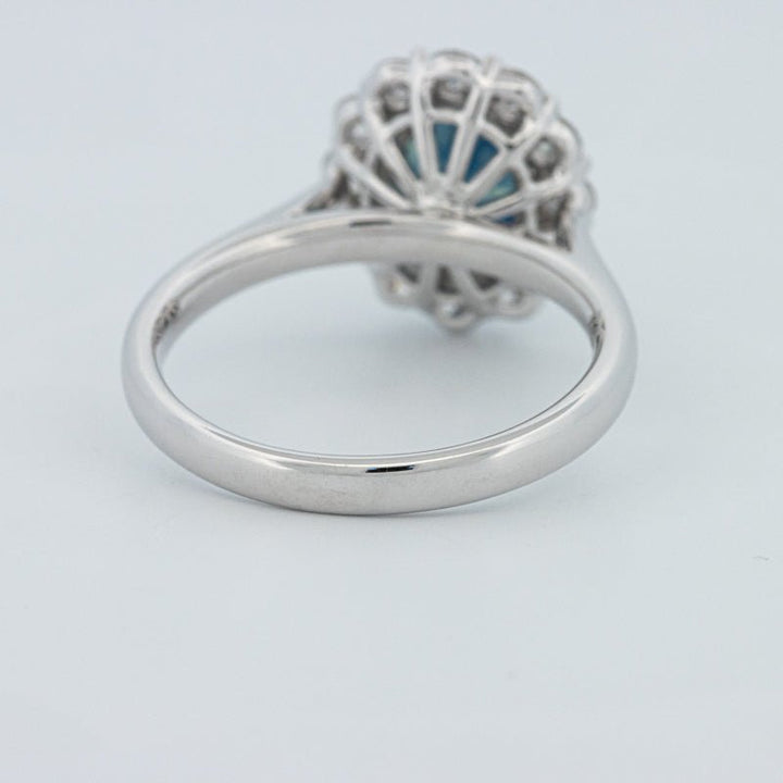 Natural Blue Sapphire Halo Solitaire Ring - ZIZOV DIAMONDS