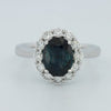 Natural Blue Sapphire Halo Solitaire Ring - ZIZOV DIAMONDS