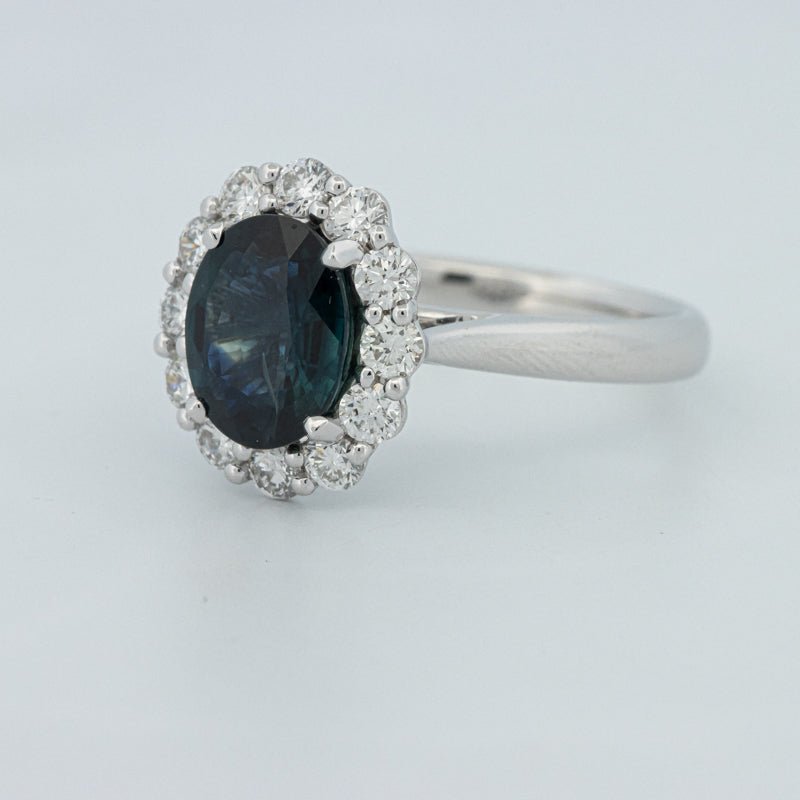 Natural Blue Sapphire Halo Solitaire Ring - ZIZOV DIAMONDS