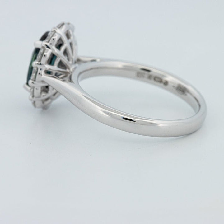 Natural Blue Sapphire Halo Solitaire Ring - ZIZOV DIAMONDS