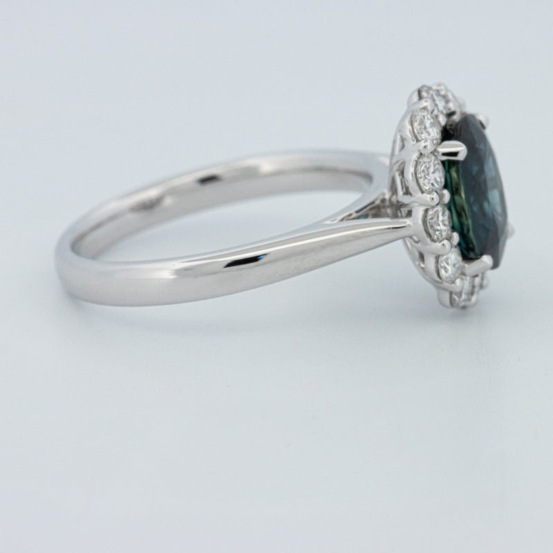 Natural Blue Sapphire Halo Solitaire Ring - ZIZOV DIAMONDS