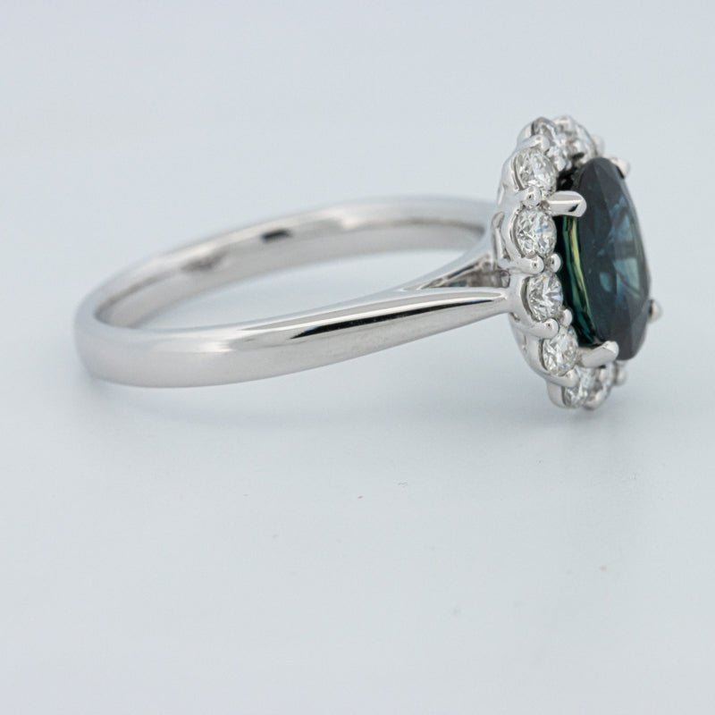 Natural Blue Sapphire Halo Solitaire Ring - ZIZOV DIAMONDS