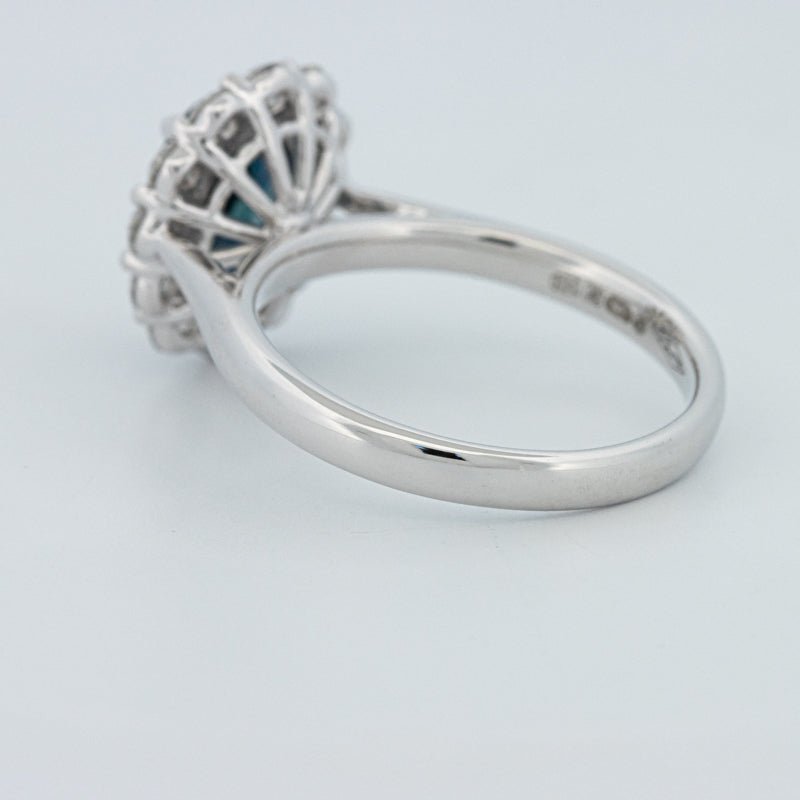 Natural Blue Sapphire Halo Solitaire Ring - ZIZOV DIAMONDS