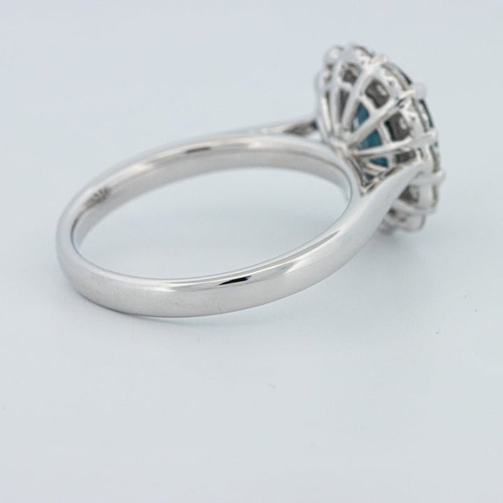 Natural Blue Sapphire Halo Solitaire Ring - ZIZOV DIAMONDS