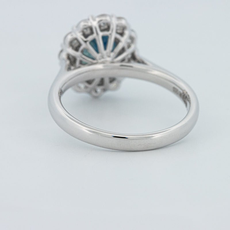 Natural Blue Sapphire Halo Solitaire Ring - ZIZOV DIAMONDS