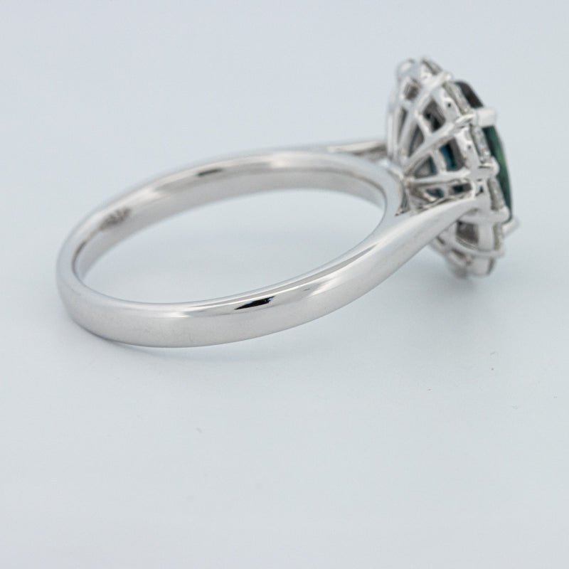 Natural Blue Sapphire Halo Solitaire Ring - ZIZOV DIAMONDS