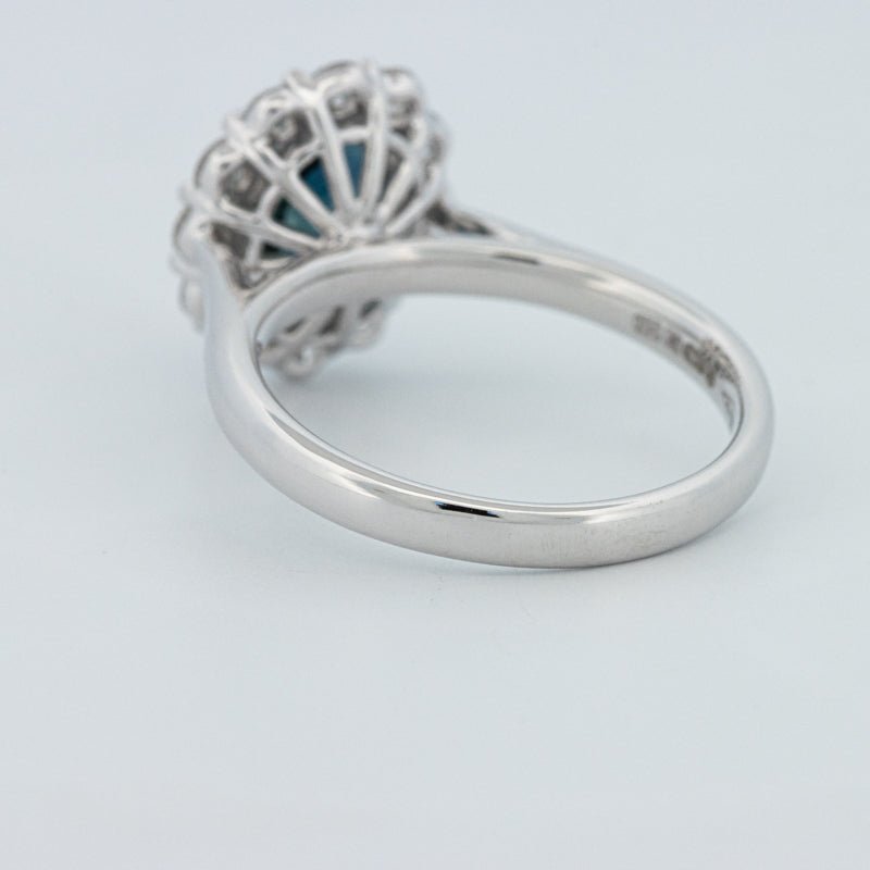 Natural Blue Sapphire Halo Solitaire Ring - ZIZOV DIAMONDS