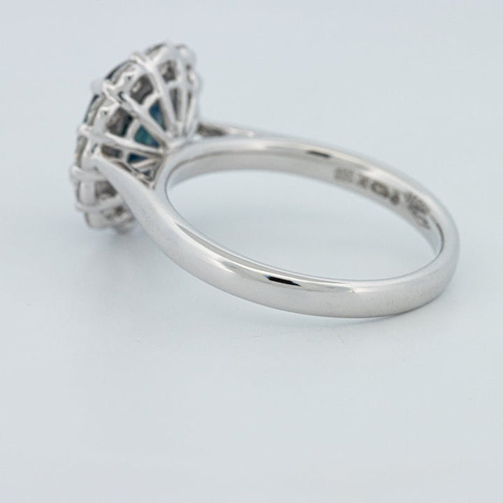 Natural Blue Sapphire Halo Solitaire Ring - ZIZOV DIAMONDS