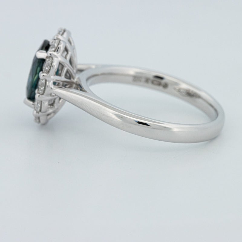 Natural Blue Sapphire Halo Solitaire Ring - ZIZOV DIAMONDS