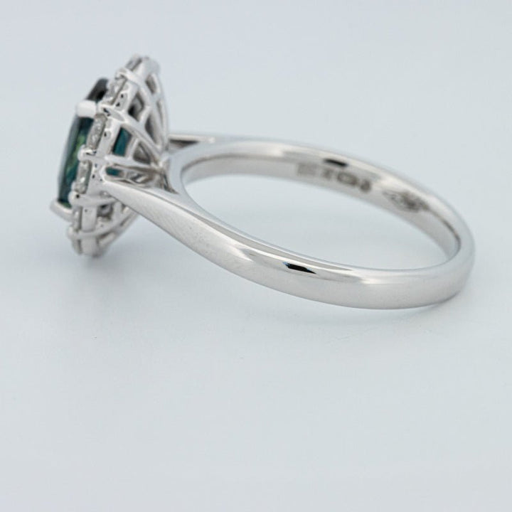 Natural Blue Sapphire Halo Solitaire Ring - ZIZOV DIAMONDS