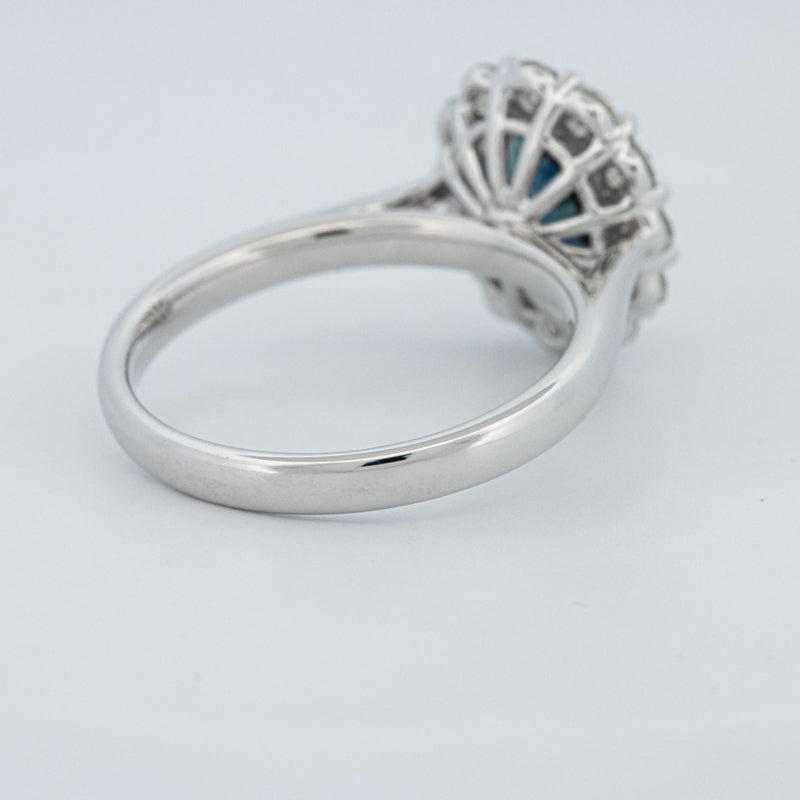 Natural Blue Sapphire Halo Solitaire Ring - ZIZOV DIAMONDS