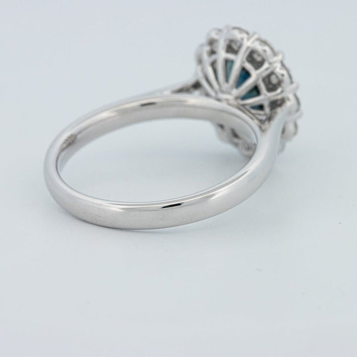 Natural Blue Sapphire Halo Solitaire Ring - ZIZOV DIAMONDS