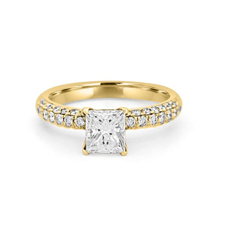 Princess Cut Solitaire Pave Ring - ZIZOV DIAMONDS