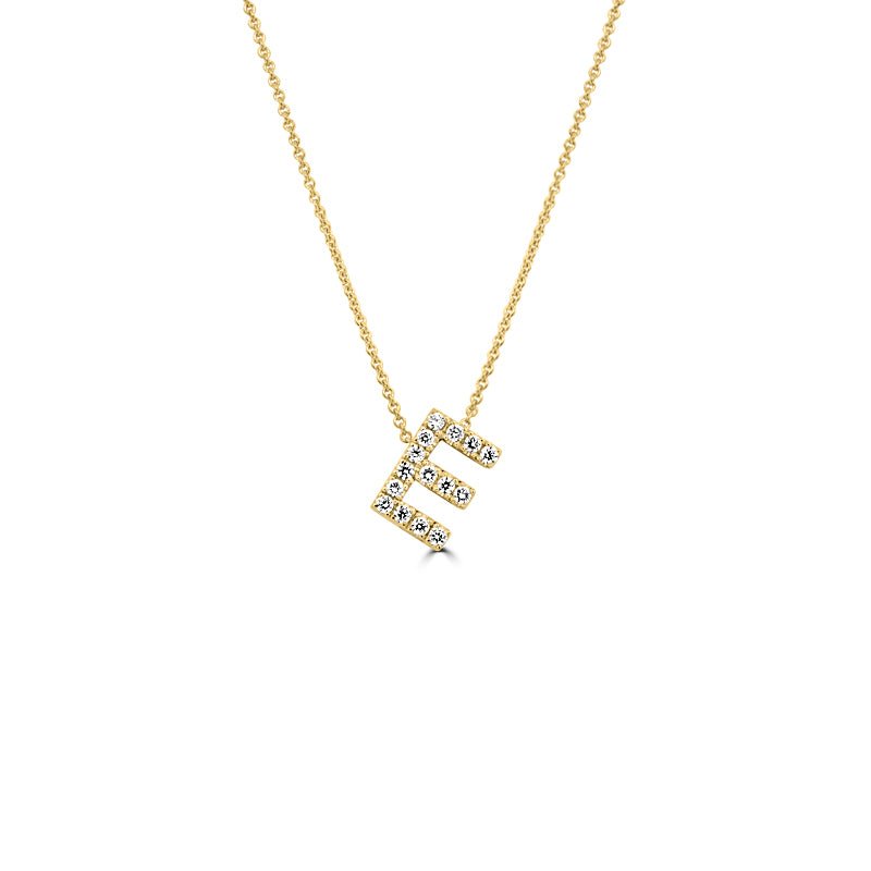 Sloping Initial "E" Diamond Pendant - ZIZOV DIAMONDS
