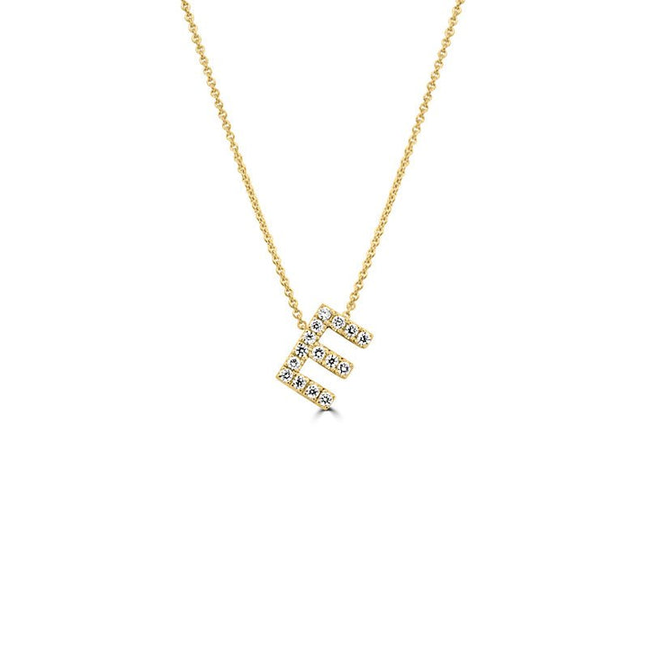 Sloping Initial "E" Diamond Pendant - ZIZOV DIAMONDS