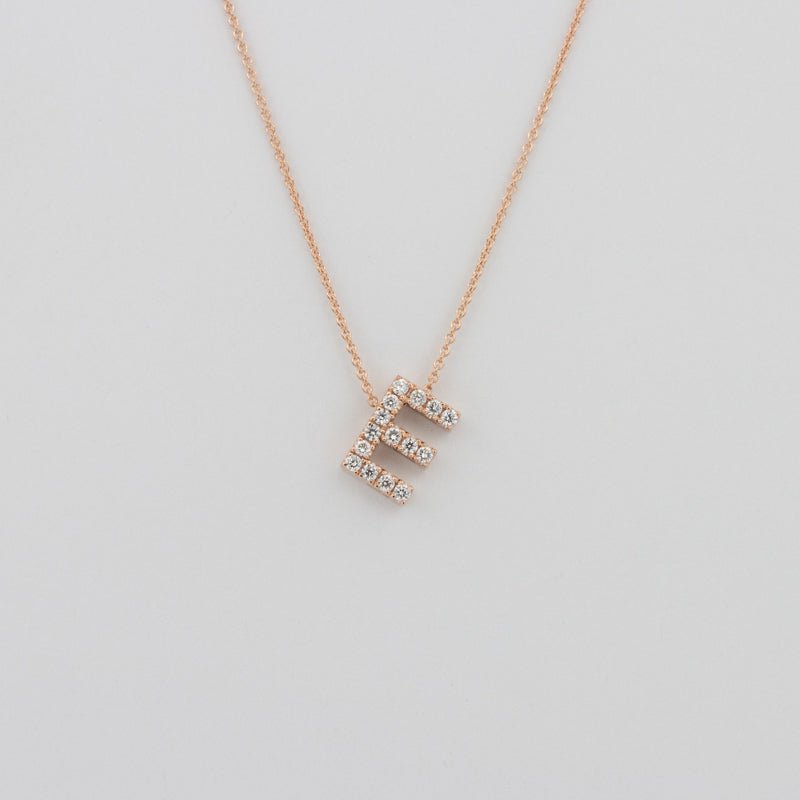 Sloping Initial "E" Diamond Pendant - ZIZOV DIAMONDS
