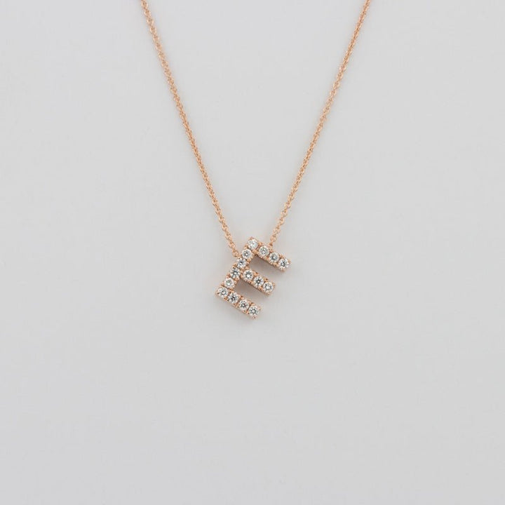 Sloping Initial "E" Diamond Pendant - ZIZOV DIAMONDS