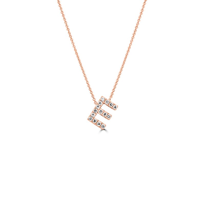 Sloping Initial "E" Diamond Pendant - ZIZOV DIAMONDS