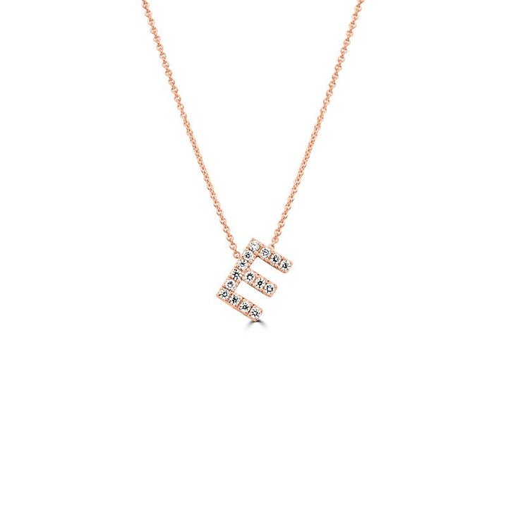 Sloping Initial "E" Diamond Pendant - ZIZOV DIAMONDS