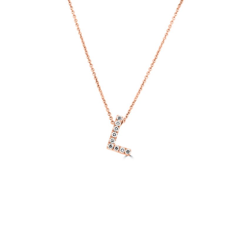 Sloping Initial "L" Diamond Pendant - ZIZOV DIAMONDS