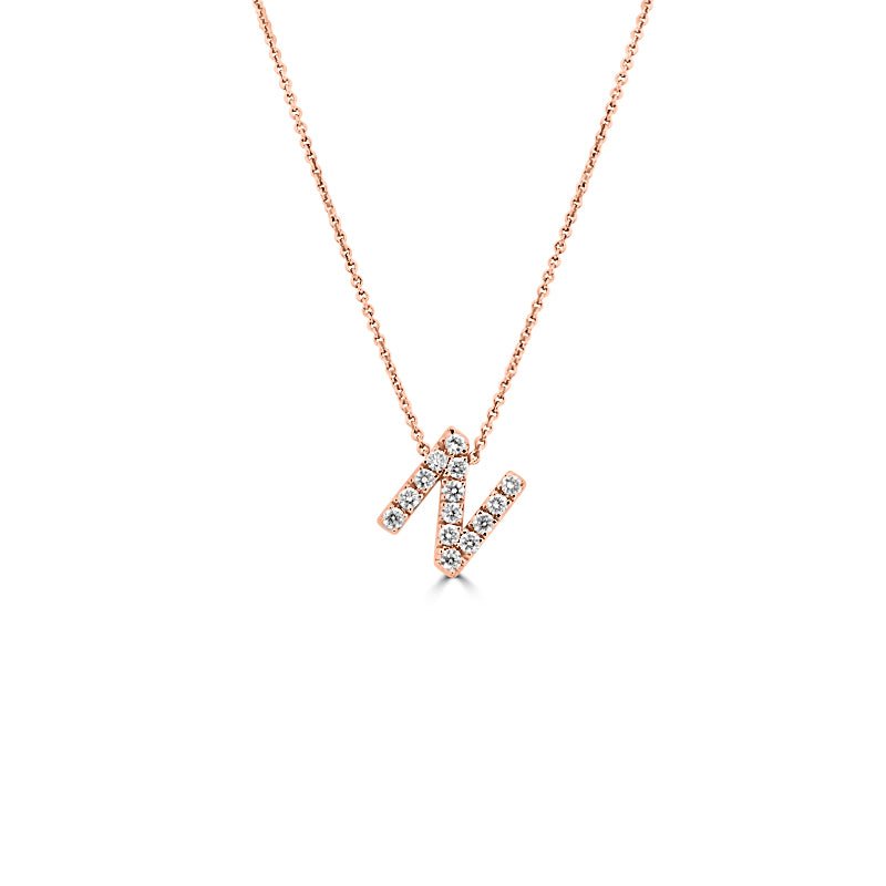 Sloping Initial "N" Diamond Pendant - ZIZOV DIAMONDS