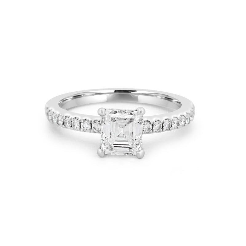 Square Emerald Solitaire Pavé Ring - ZIZOV DIAMONDS