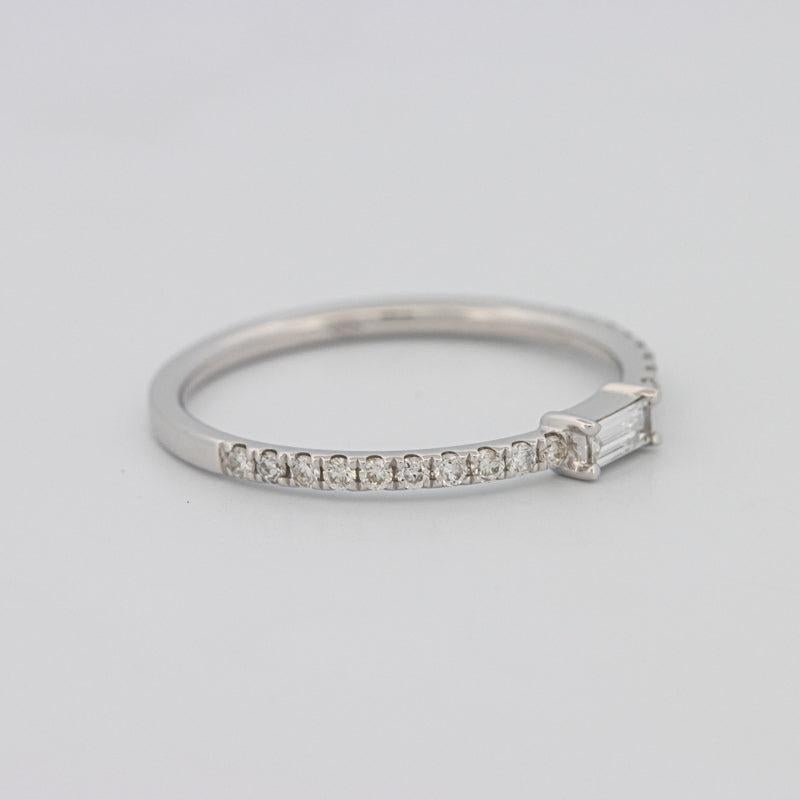 0.20 CT Horizontal Baguette Solitaire Pavé Ring (small) - ZIZOV DIAMONDS