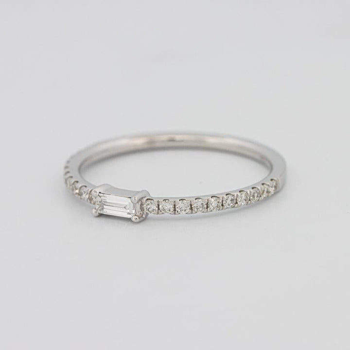 0.20 CT Horizontal Baguette Solitaire Pavé Ring (small) - ZIZOV DIAMONDS