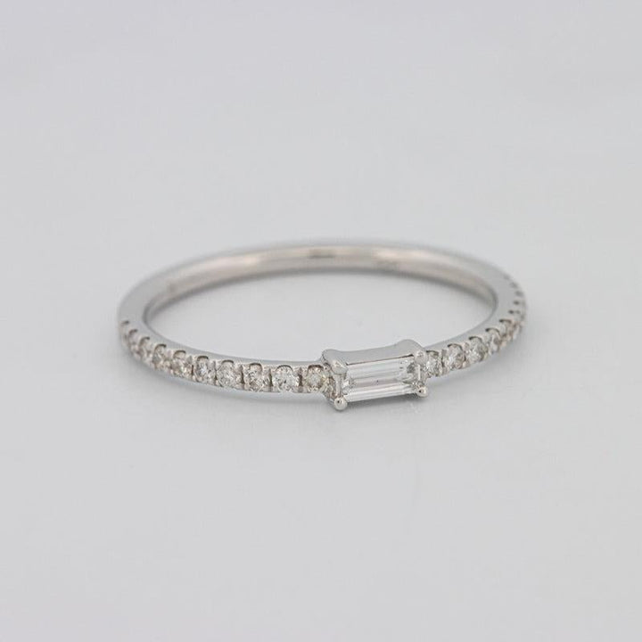 0.20 CT Horizontal Baguette Solitaire Pavé Ring (small) - ZIZOV DIAMONDS