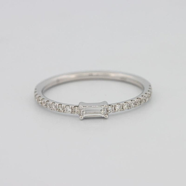 0.20 CT Horizontal Baguette Solitaire Pavé Ring (small) - ZIZOV DIAMONDS