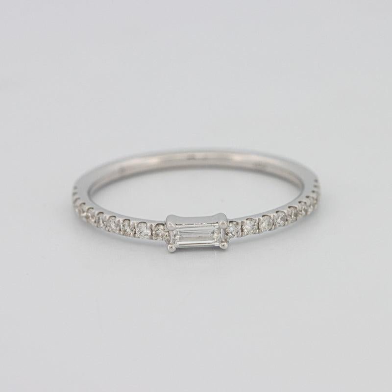 0.20 CT Horizontal Baguette Solitaire Pavé Ring (small) - ZIZOV DIAMONDS