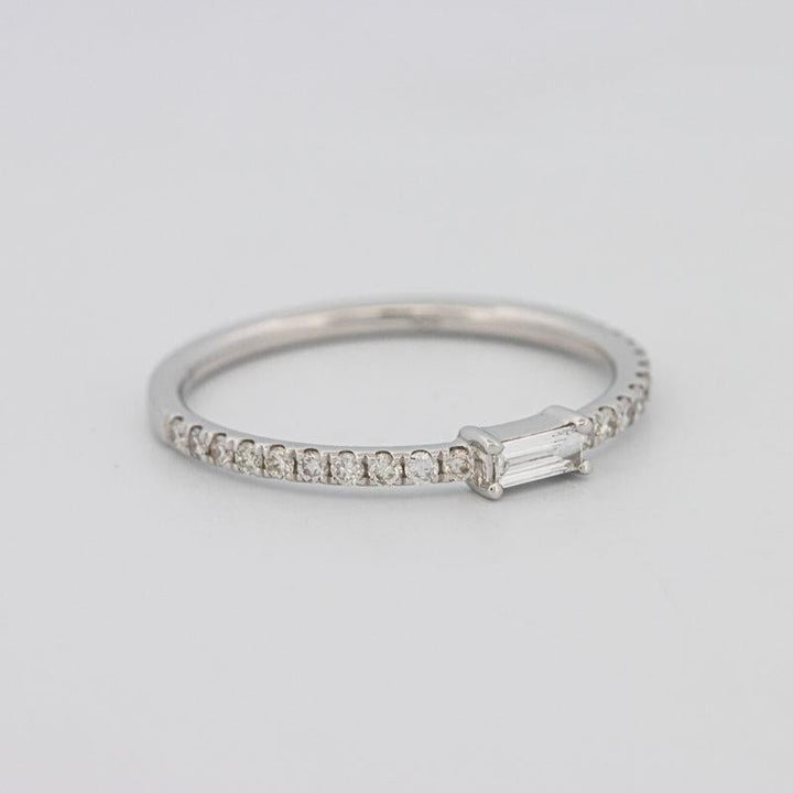 0.20 CT Horizontal Baguette Solitaire Pavé Ring (small) - ZIZOV DIAMONDS