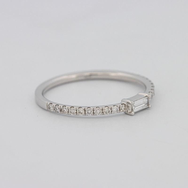 0.20 CT Horizontal Baguette Solitaire Pavé Ring (small) - ZIZOV DIAMONDS