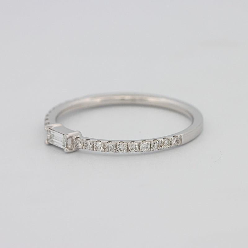 0.20 CT Horizontal Baguette Solitaire Pavé Ring (small) - ZIZOV DIAMONDS