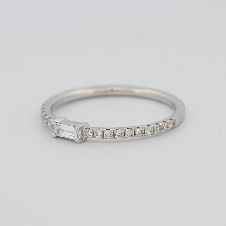 0.20 CT Horizontal Baguette Solitaire Pavé Ring (small) - ZIZOV DIAMONDS