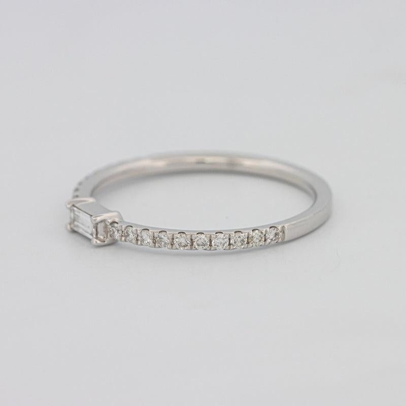0.20 CT Horizontal Baguette Solitaire Pavé Ring (small) - ZIZOV DIAMONDS