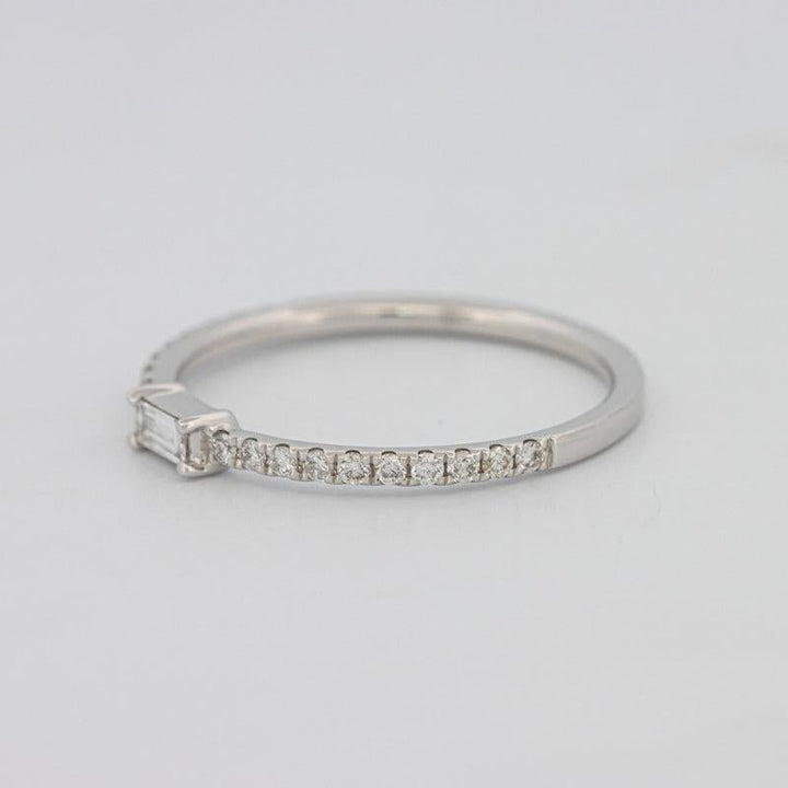 0.20 CT Horizontal Baguette Solitaire Pavé Ring (small) - ZIZOV DIAMONDS